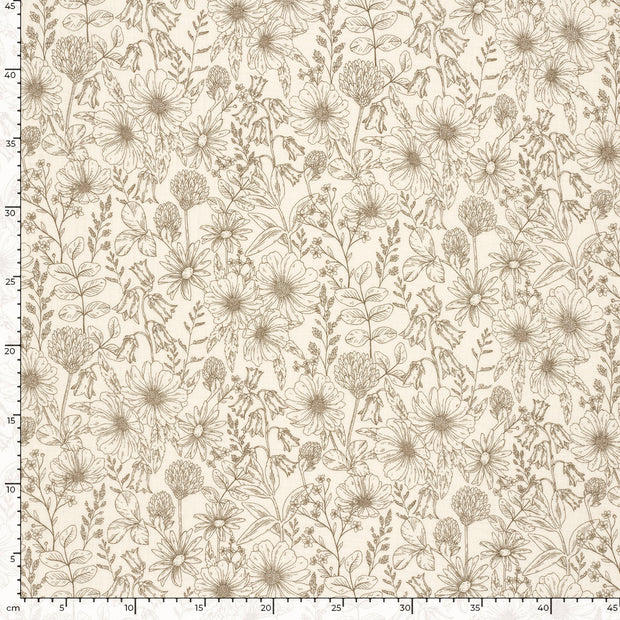 Muselina tela Flores Blanco roto