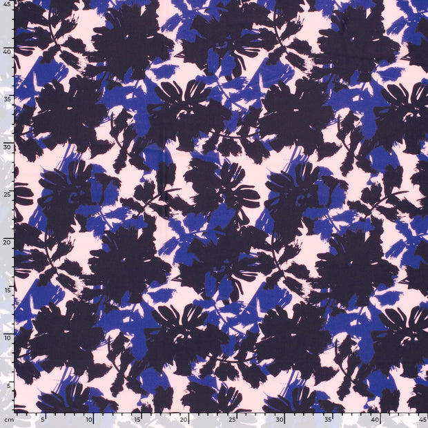 Swimwear Jersey UPF50 Recycled tissu fleurs Bleu Marine