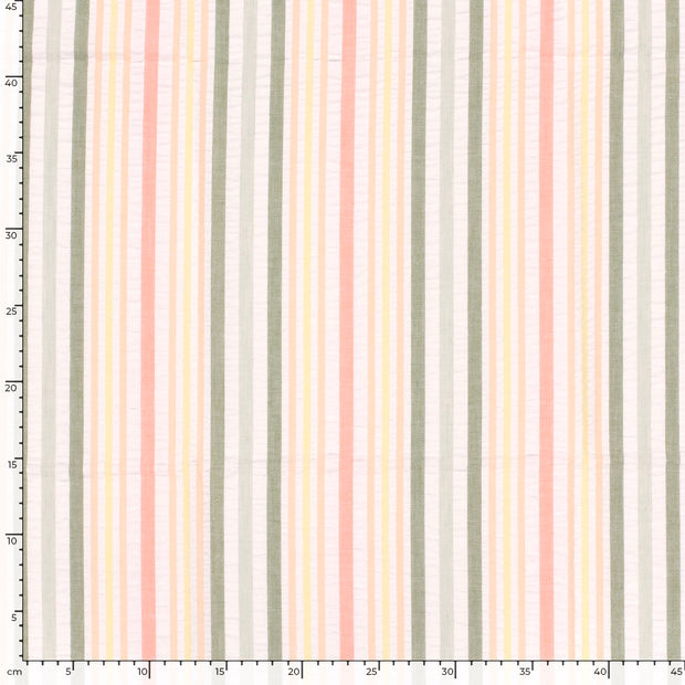 Seersucker fabric Stripes Khaki Green