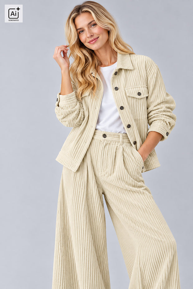 Corduroy 4.5w fabric Unicolour Off White