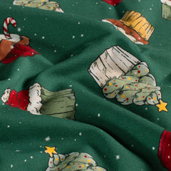 French Terry printed Christmas Dark Green