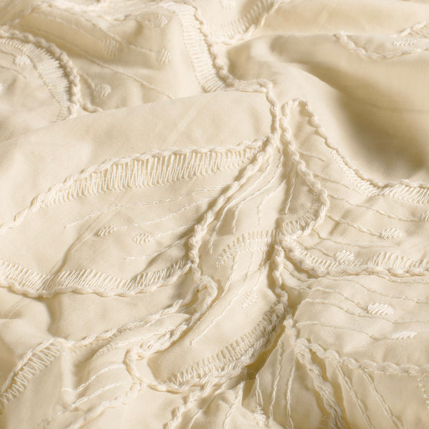 Voile fabric Flowers Beige