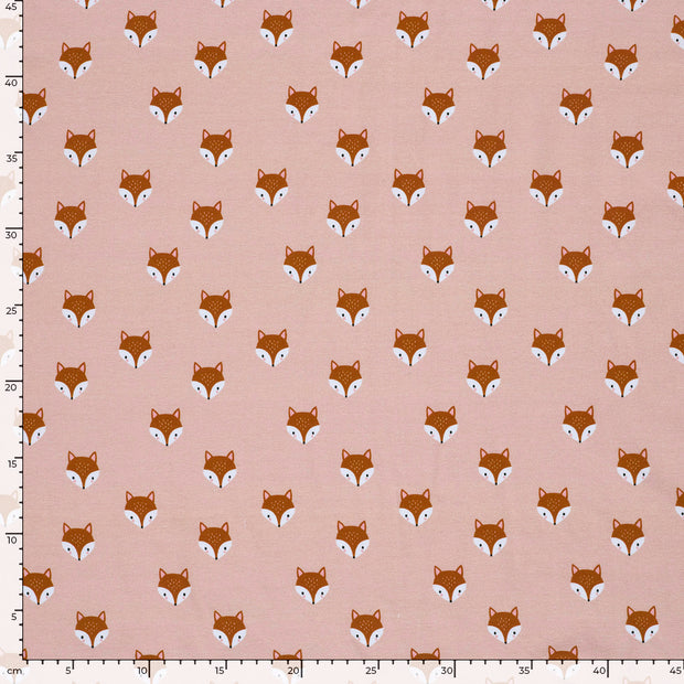 Jersey fabric Foxes Pink