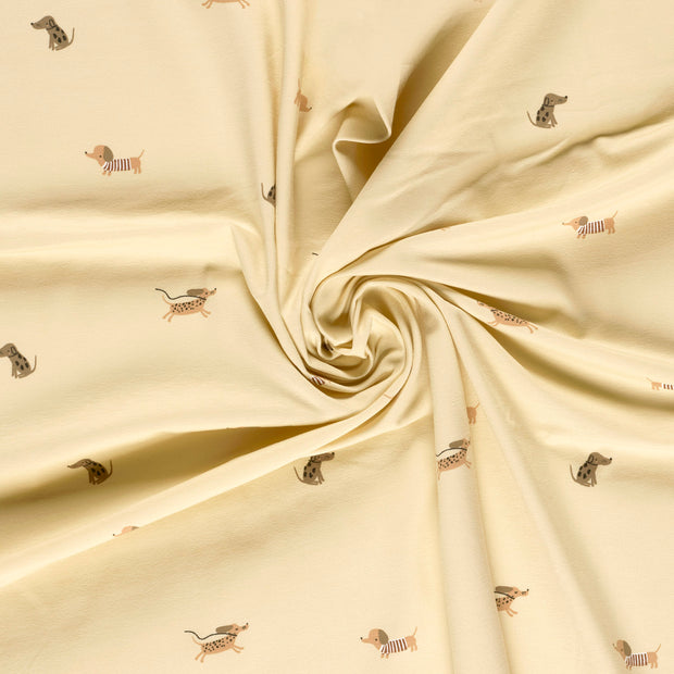 Jersey tissu Beige imprimé 