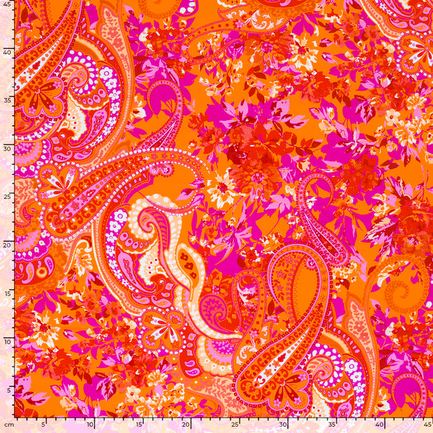 Jersey fabric Paisley Orange