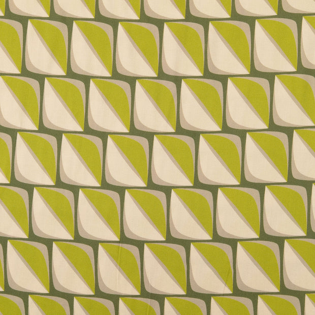 Viscose Satin fabric Geometric pattern Olive Green