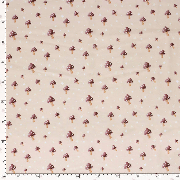 Jersey tissu champignons Beige