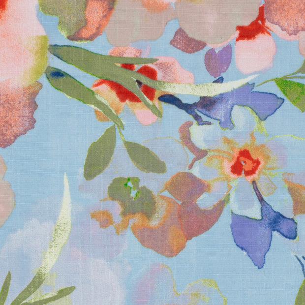 Woven Cotton Viscose fabric Flowers Light Blue