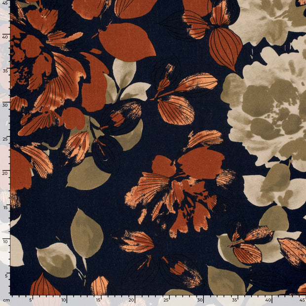 Borken Crepe tela Abstracto Azul marino