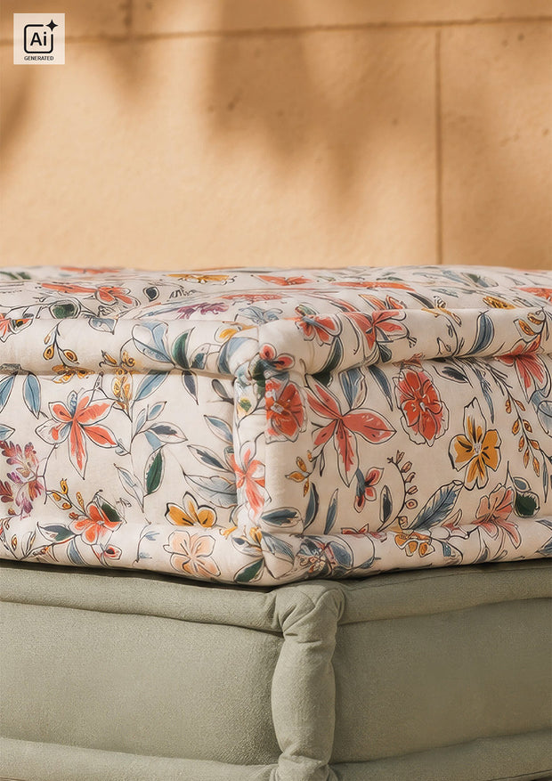 Panama stof Bloemen Beige
