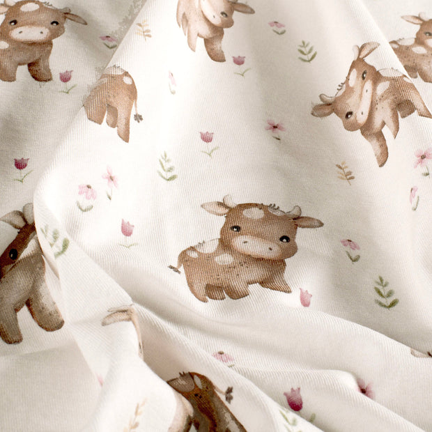 Jersey fabric Cows Optical White