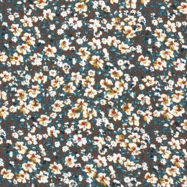 Borken Crepe fabric Flowers Taupe Grey
