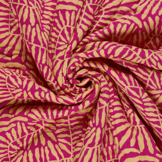 Muslin bounded fabric Fuchsia printed 