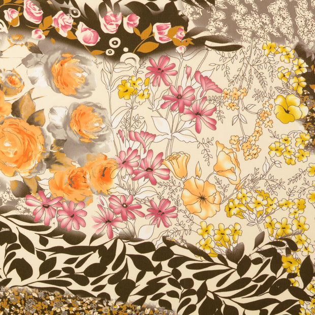 Viscosa Poplin tela Flores Beis