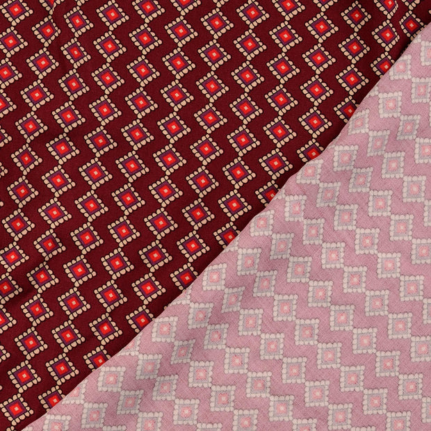 Viscose Twill fabrik Bordeauxrot bedruckt 