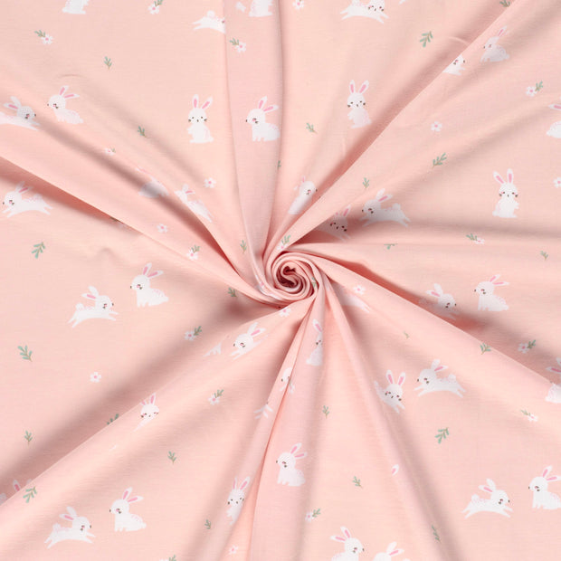 Cotton Jersey fabric Light Pink printed 