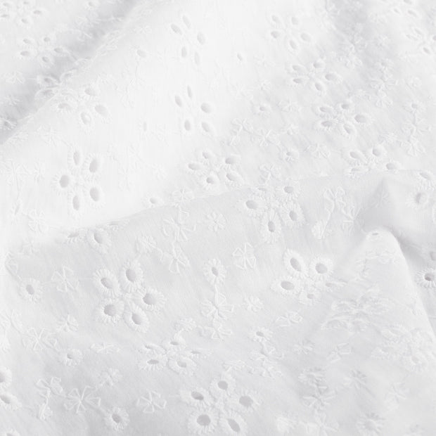 Popeline de Coton tissu fleurs Blanc
