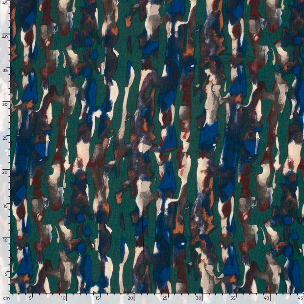 Viscose Nylon Ottoman fabric Flowers Dark Green