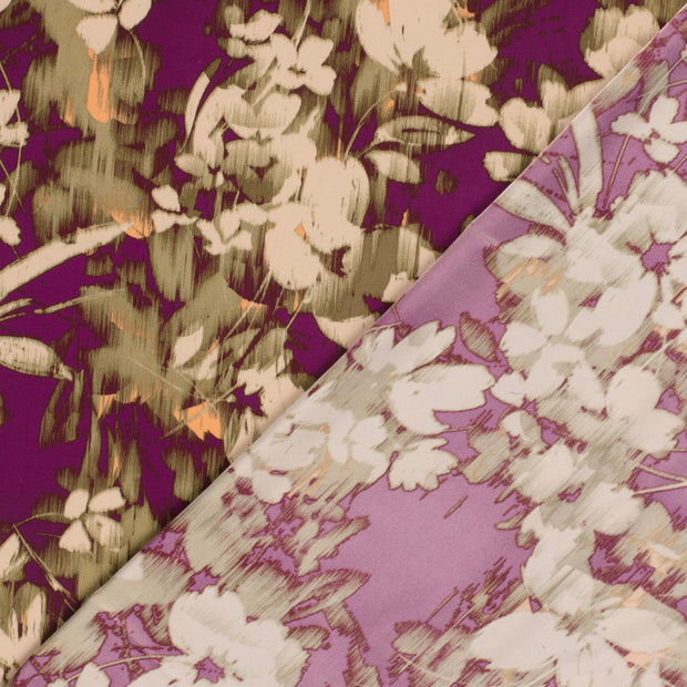 Satijn Duchesse stof Bloemen bedrukt 