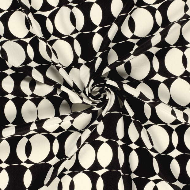 Popeline de Viscose tissu Noir imprimé 