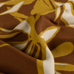 Viscose Nylon Crepe estampado Flores Marrón
