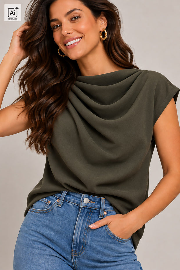 Punta di Roma fabric Unicolour Khaki Green