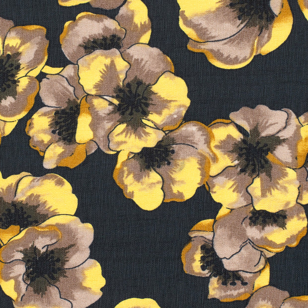 Viscose Nylon Ottoman fabric Flowers Oker