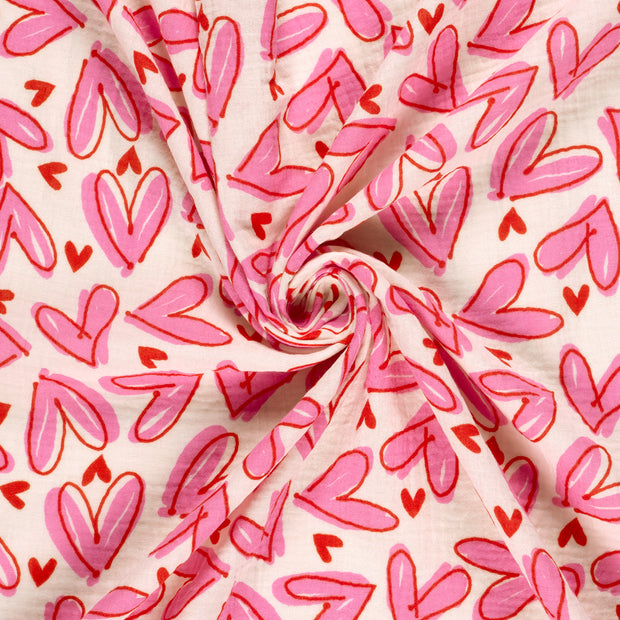 Muslin fabric Off White printed 