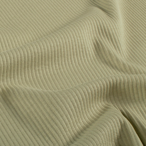 Rib Jersey tissu Unicolore Vert Olive