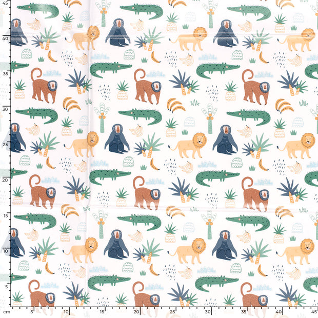 Toile Cirée tissu animaux Blanc optique