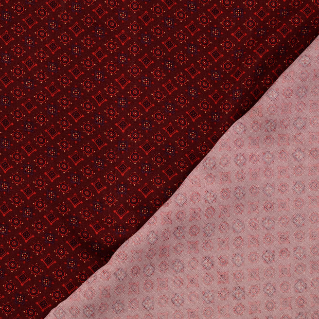 Viscose Twill fabrik Bordeauxrot bedruckt 