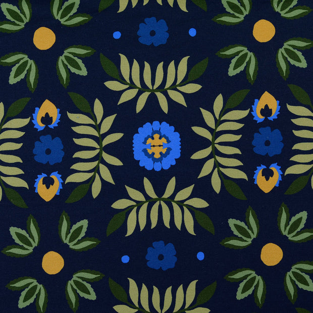 French Terry fabrik Blumen Hellblau