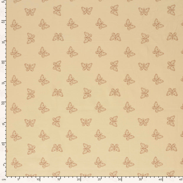 Jersey fabric Butterflies Beige