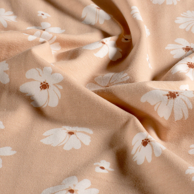 Jersey fabric Flowers Pink
