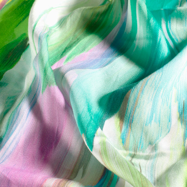 Viscose Satin fabric Stripes Aqua