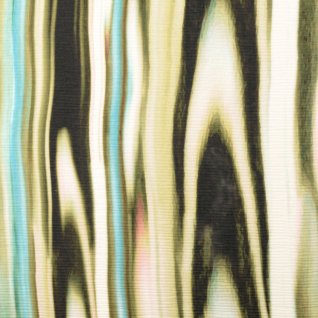 Plissé fabric Abstract Olive Green