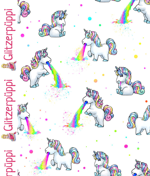 Jersey fabric Unicorn White