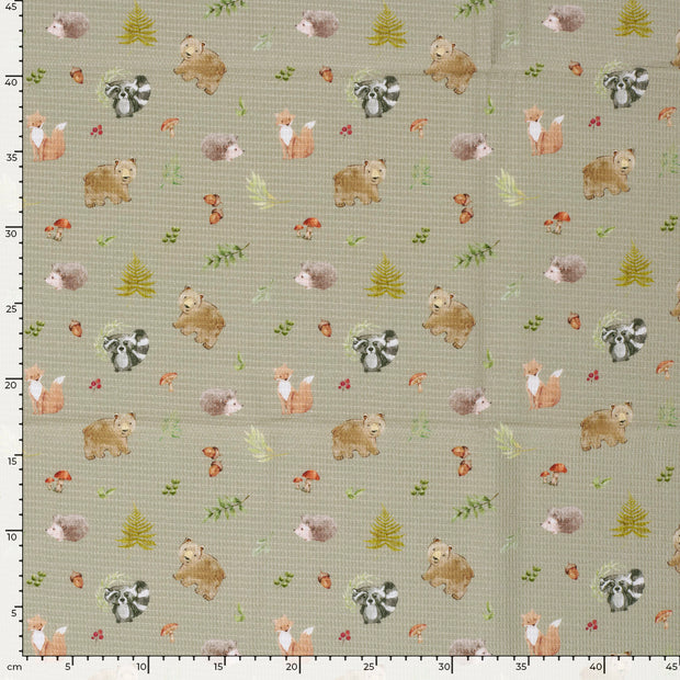 Waffle piqué fabric Green