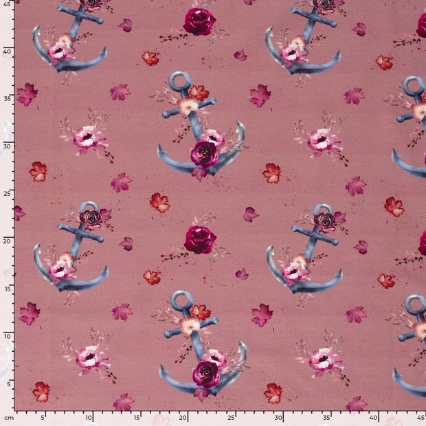 French Terry fabric Anchors Old Pink