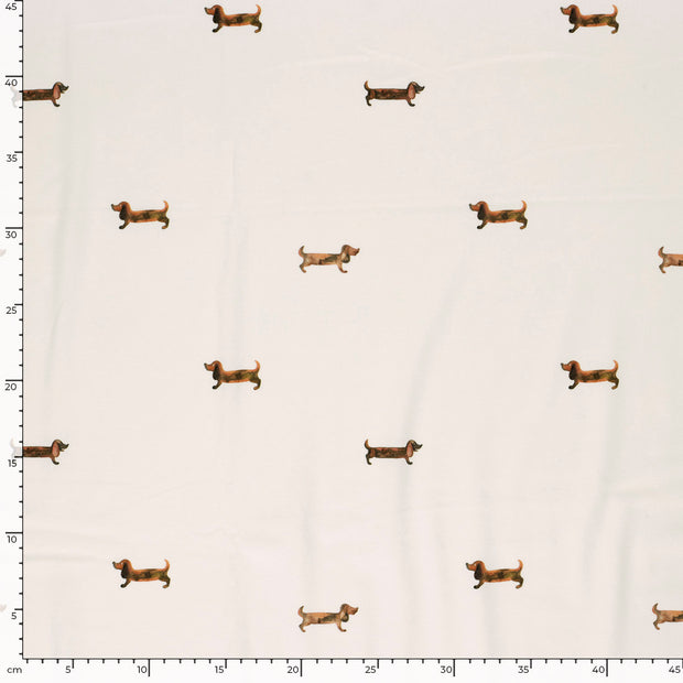 Cotton Jersey GOTS organic fabric Dogs Off White