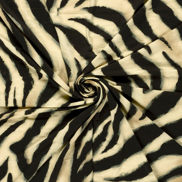 Viscose Vortex Jersey stof Beige digitaal bedrukt 