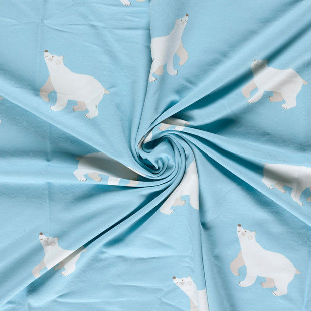 French Terry fabrik Babyblau gebürstet und digital bedruckt 