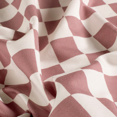 French Terry GOTS organic digital printed Checks Lila