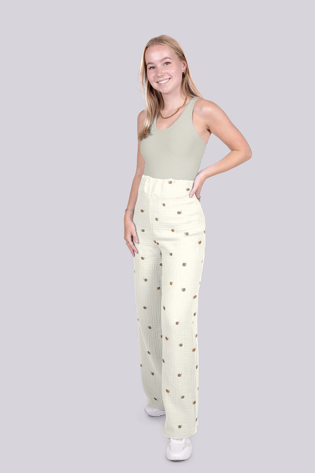 Muslin fabric Snails Off White