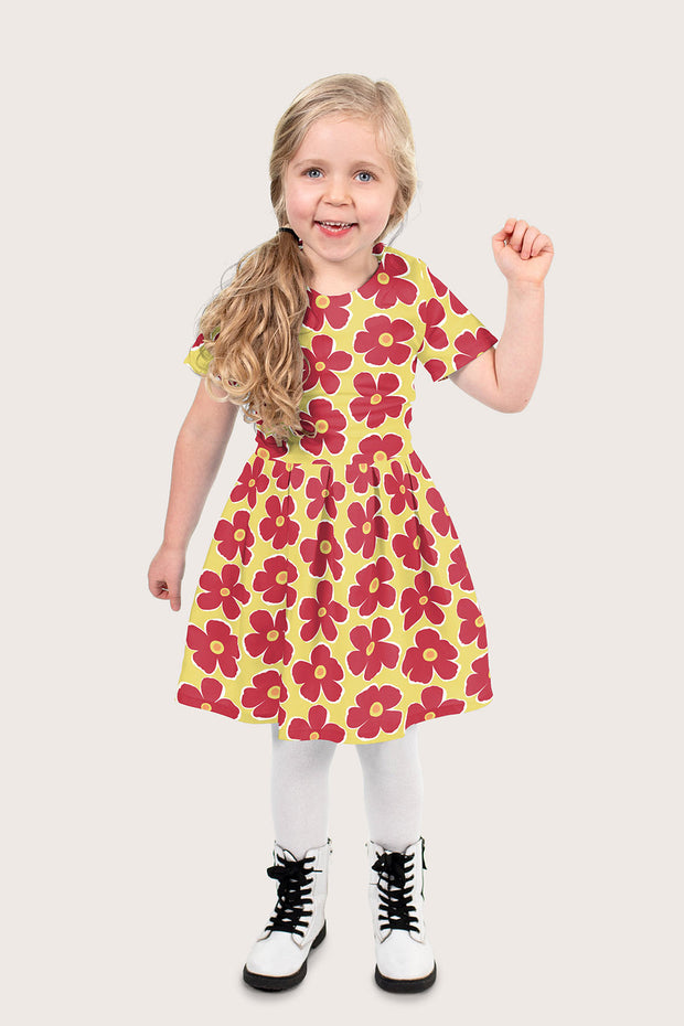 Cotton Poplin fabric Flowers Yellow