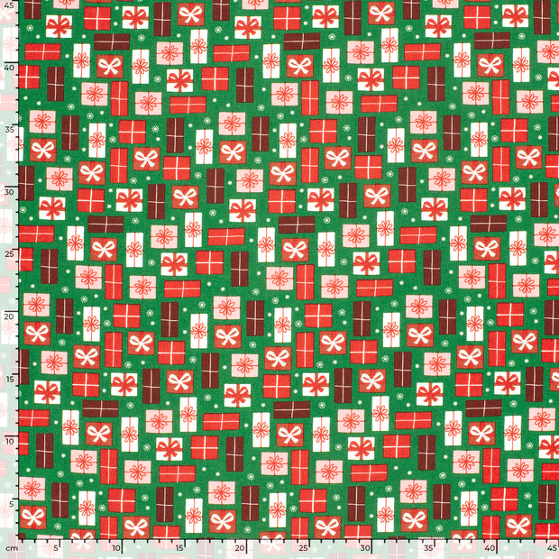 Algodón Popelina tela Navidad Verde