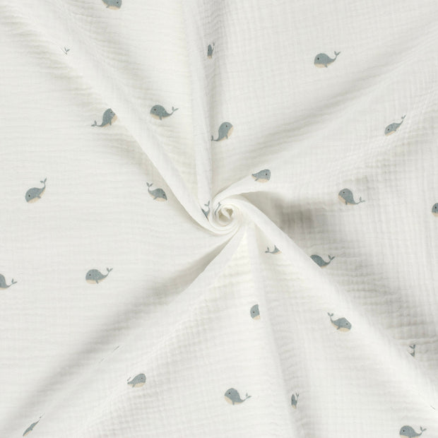 Mousseline stof Gebroken wit geverfd en geprint 