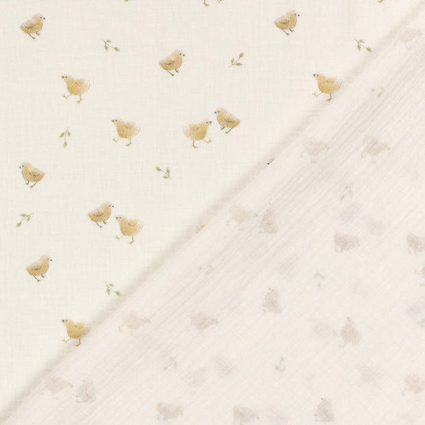 Muslin fabric Birds digital printed 