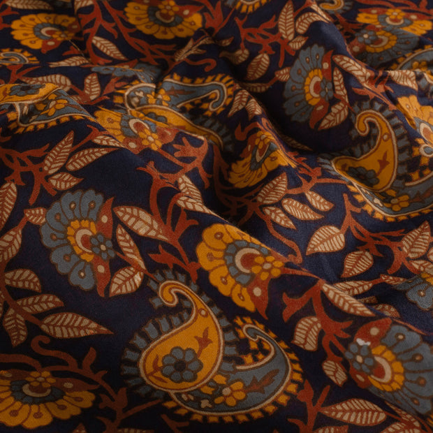 Voile fabric Paisley Navy