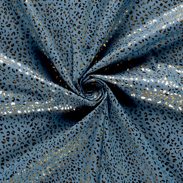 Denim stof Indigo foliedruk 